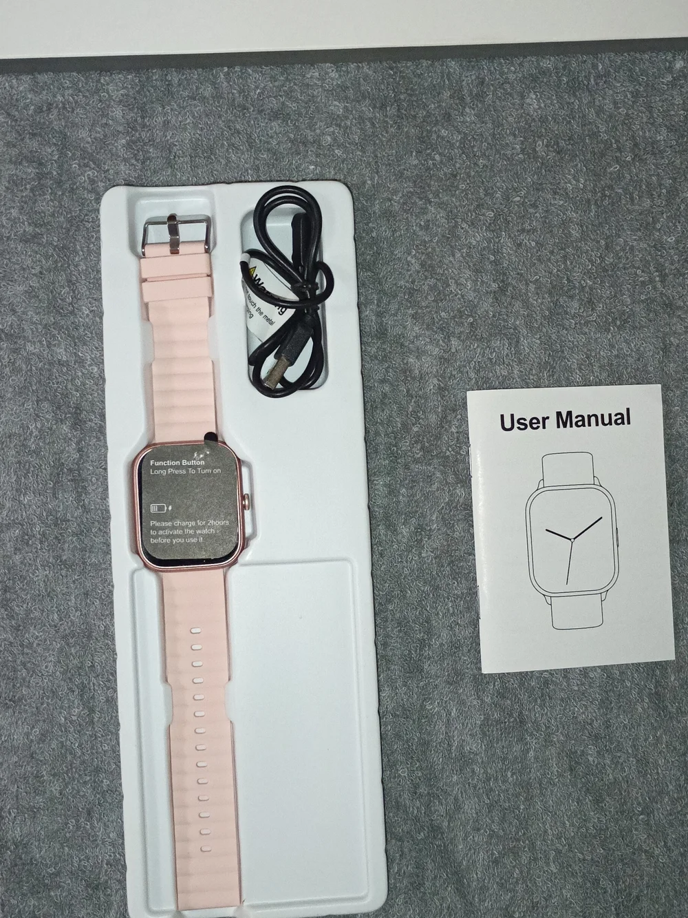 Pink Smartwatch with Silicone Band - Unbranded